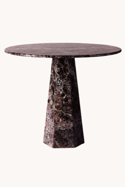 Hexagon Dining Table Dark Emperador Dusty Deco x District Loom 