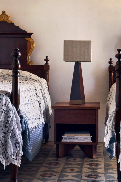 Dusty Deco V Bedside Table Walnut X District Loom