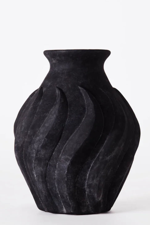 Dusty Deco Swirl Vase Black Large X District Loom