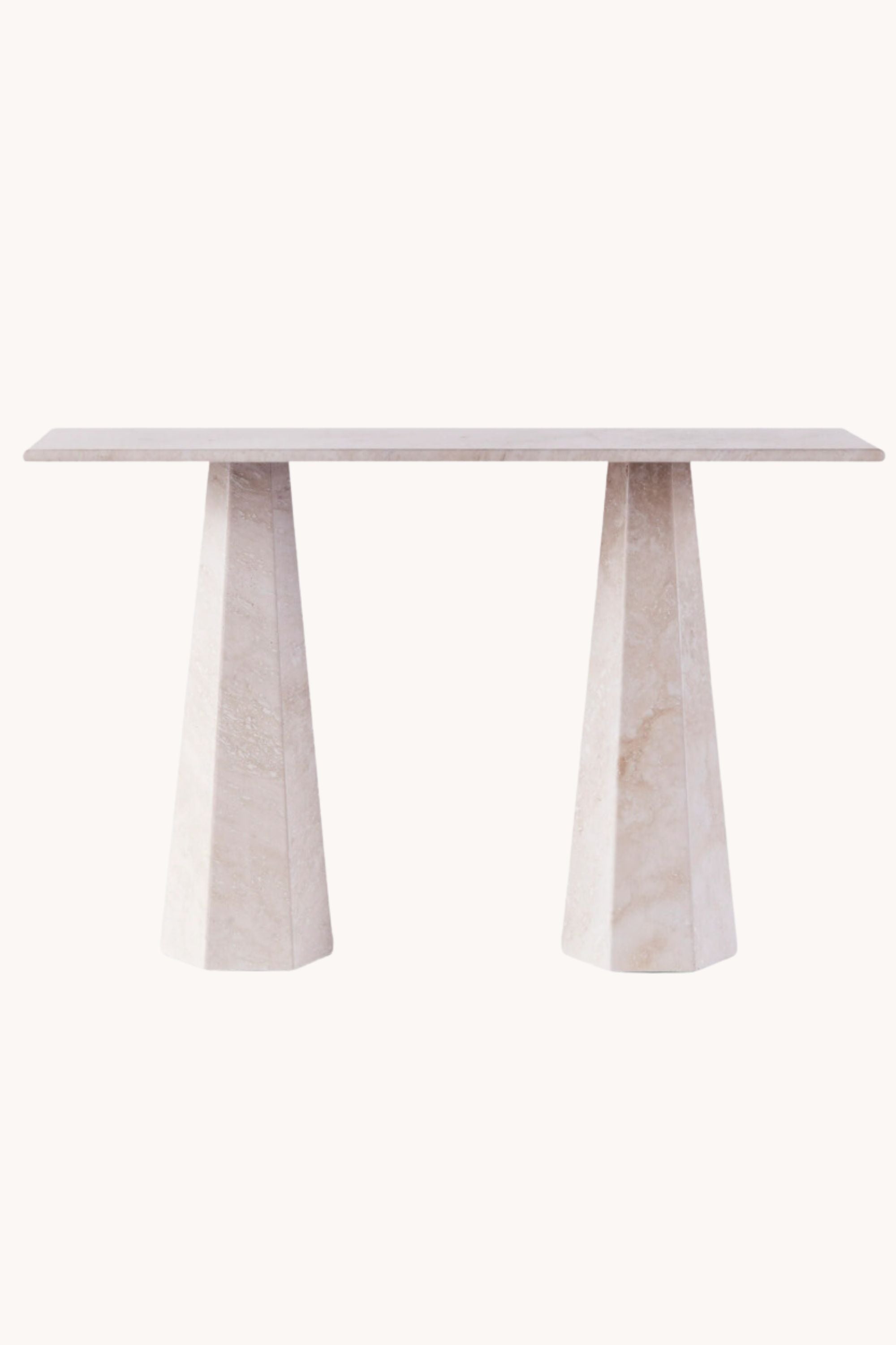 District Loom x Dusty Deco Hexagon Console Table Travertino Bianco