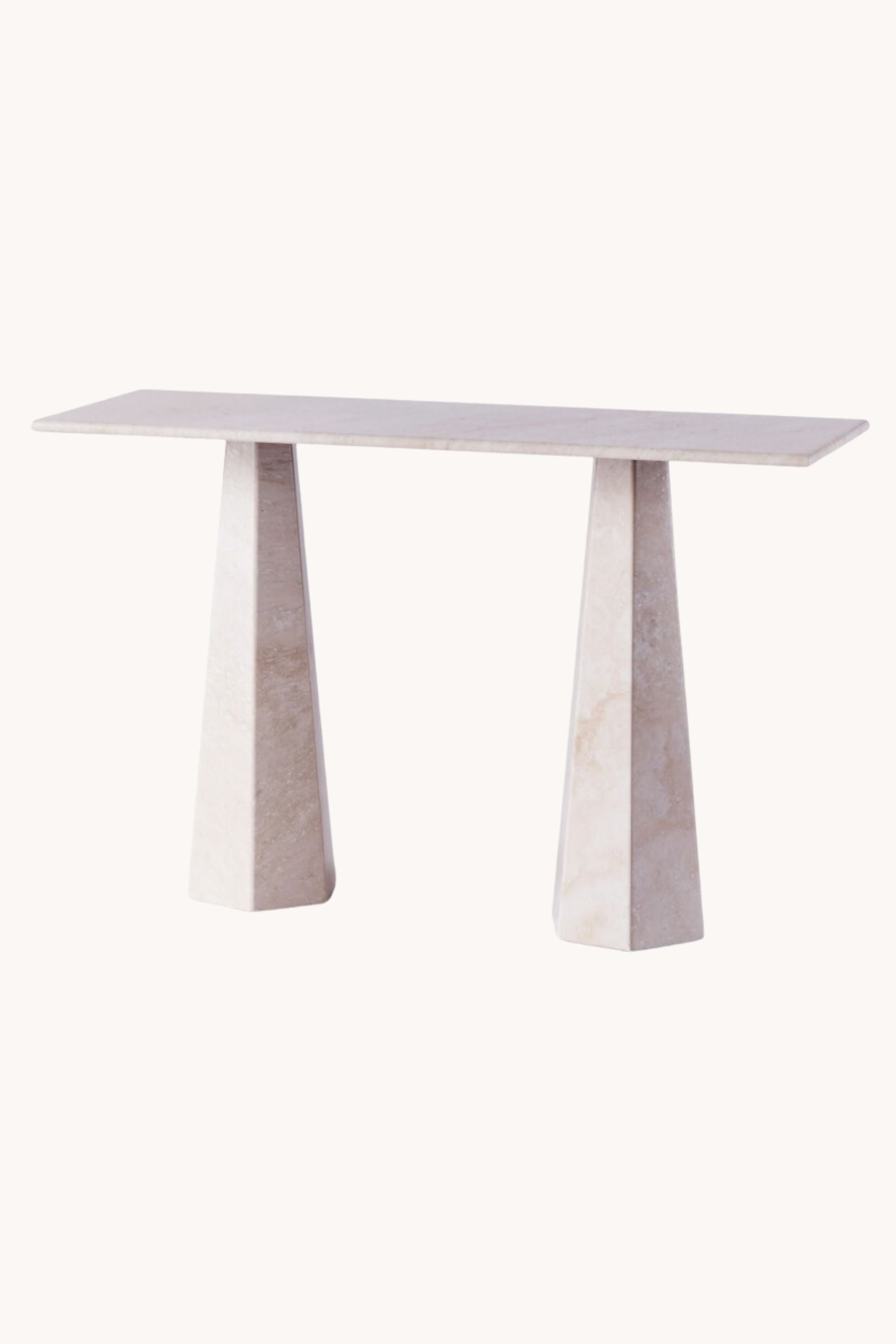 District Loom x Dusty Deco Hexagon Console Table Travertino Bianco