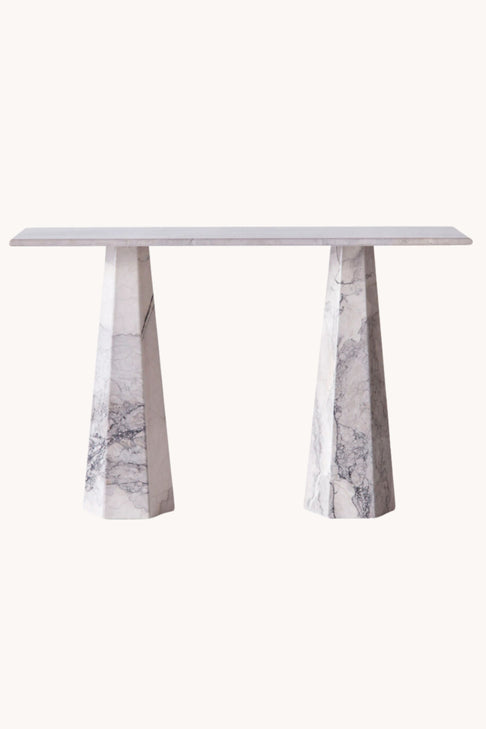 Hexagon Console Table Albanian Grey Dusty Deco x District Loom