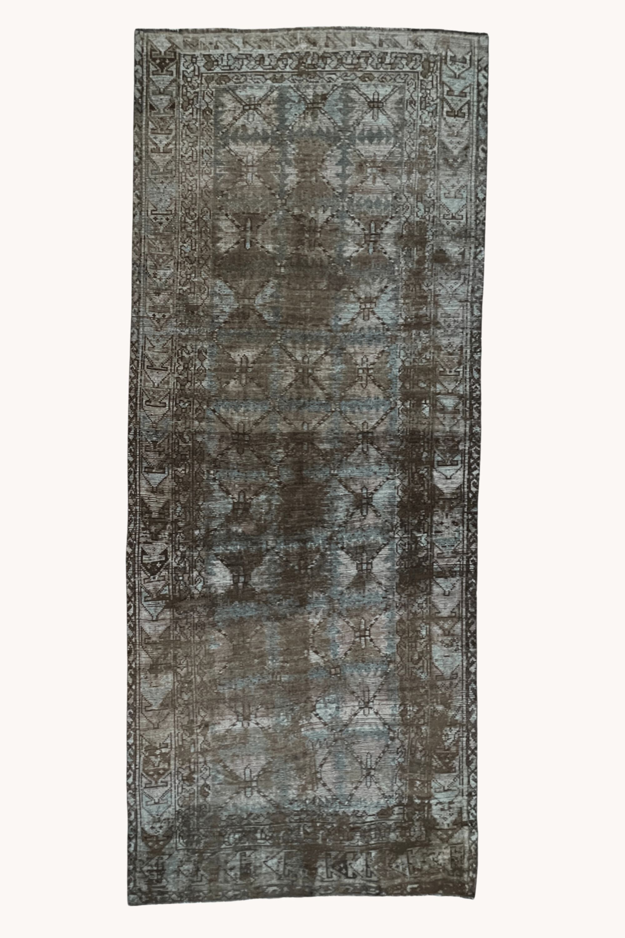 District Loom Distressed Antique Persian gallery size area rug Huntley