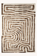 Dusty Deco Psychedelic Labyrinth Beige Dip Dye Rug for District Loom