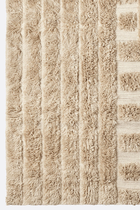 Dusty Deco Shaggy Labyrinth Beige Rug for District Loom