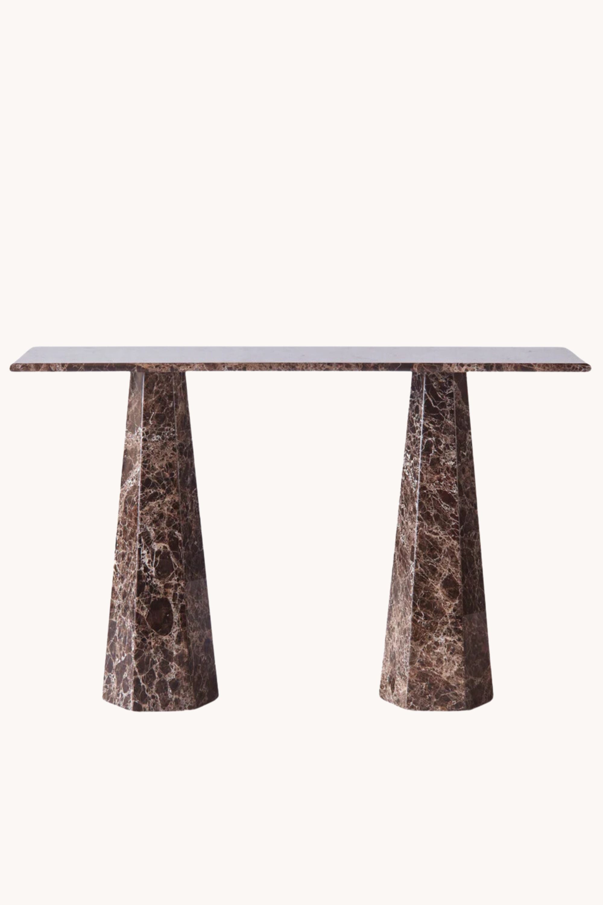 Dusty Deco Hexagon Console Table Dark Emperador x District Loom