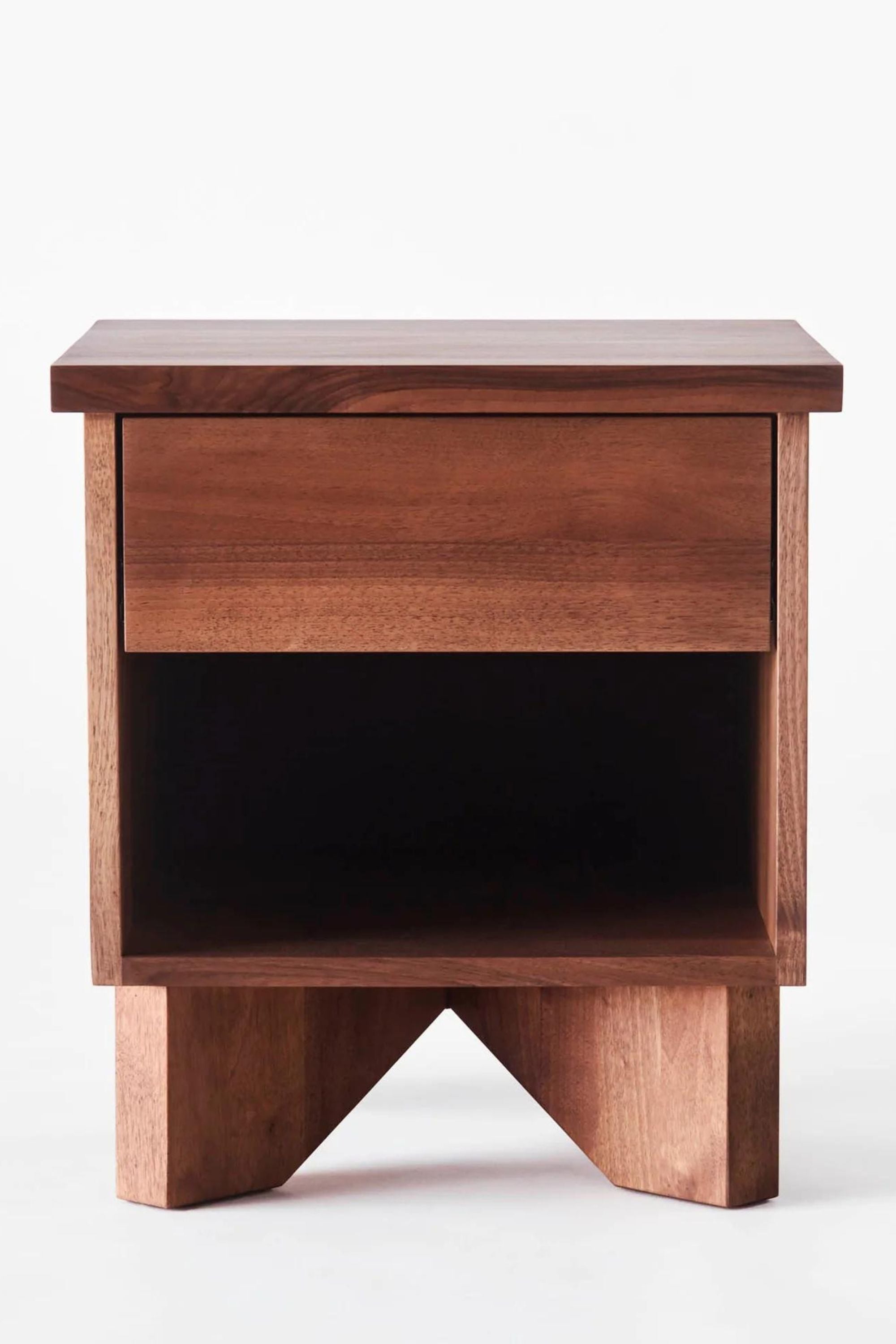 Dusty Deco V Bedside Table Walnut X District Loom