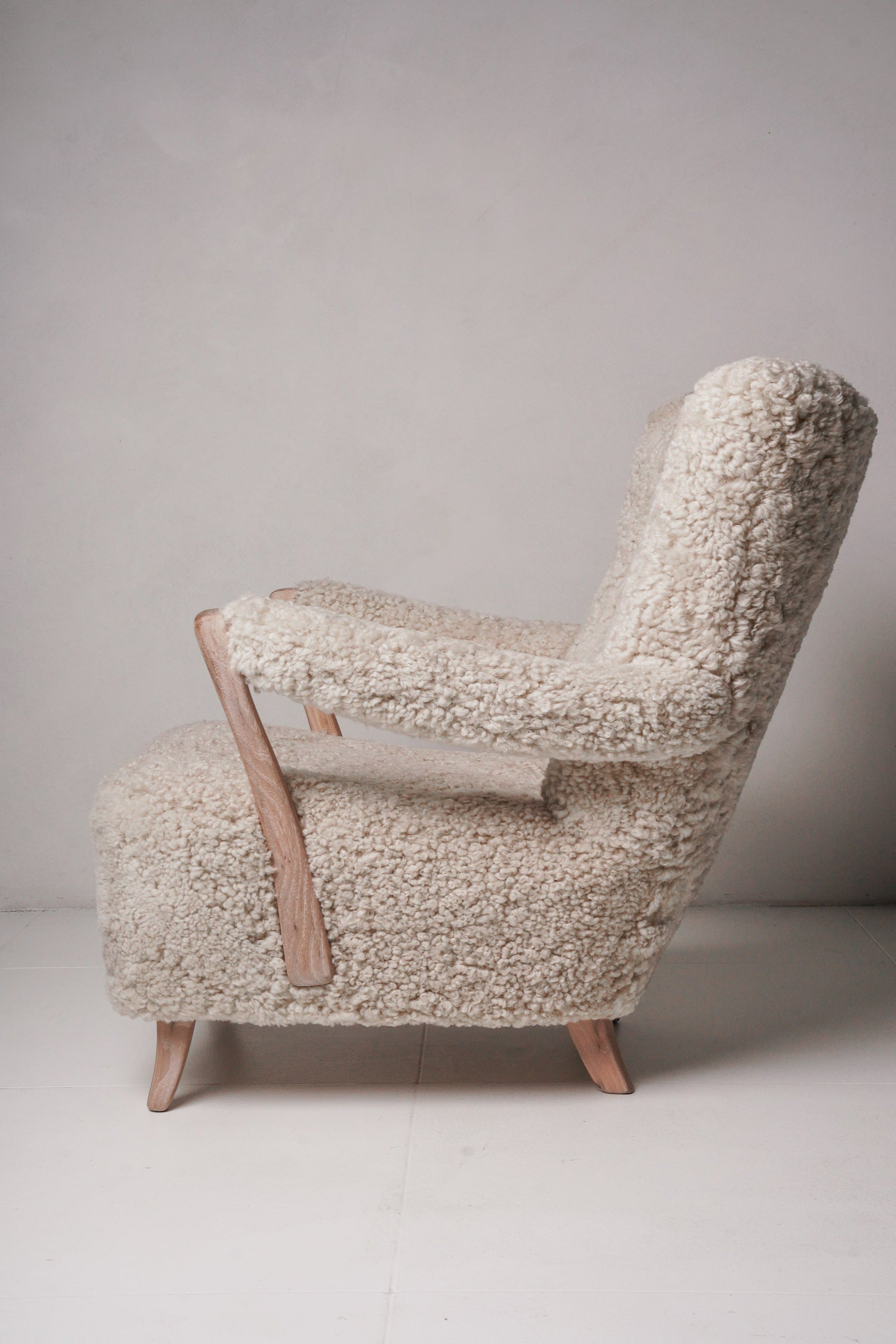 District Loom Furniture Vintage Danish Shearling Arm Chair