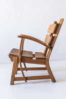 District Loom Furniture Pair Brutalist Oak Lounge Chairs by Dittman and Co.