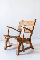 District Loom Furniture Pair Brutalist Oak Lounge Chairs by Dittman and Co.