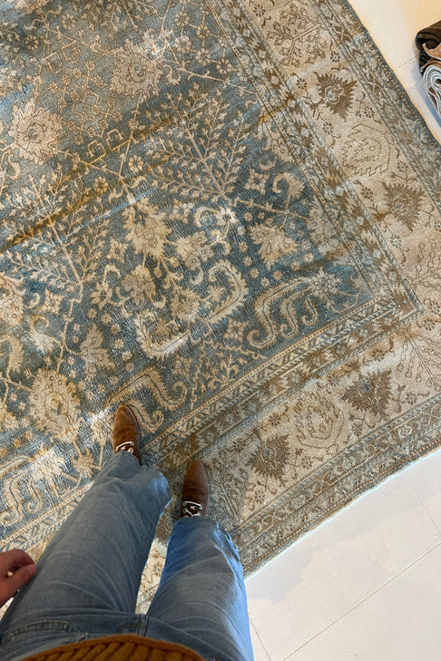 District Loom Antique Indian Agra area rug