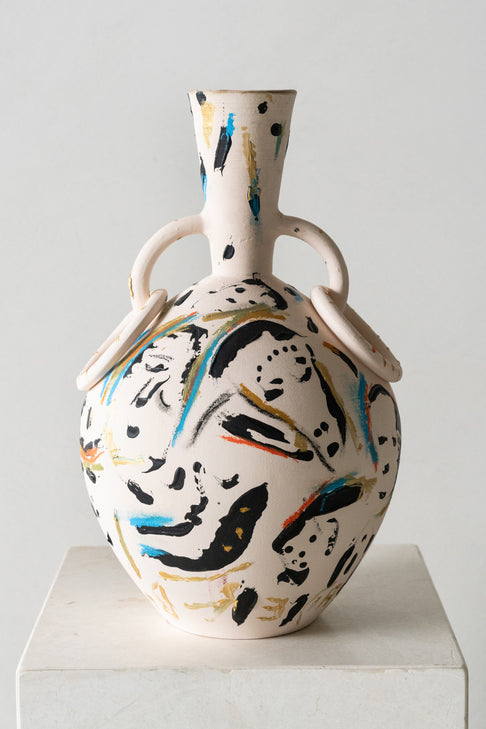 'Moroccan Hearings' hand painted Clay Pot by Kader Boly at District Loom