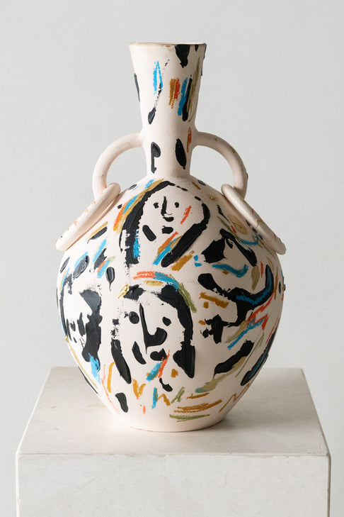 'Moroccan Hearings' hand painted Clay Pot by Kader Boly at District Loom