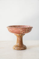 Vintage Burnt Red Marble Pedestal Bowl