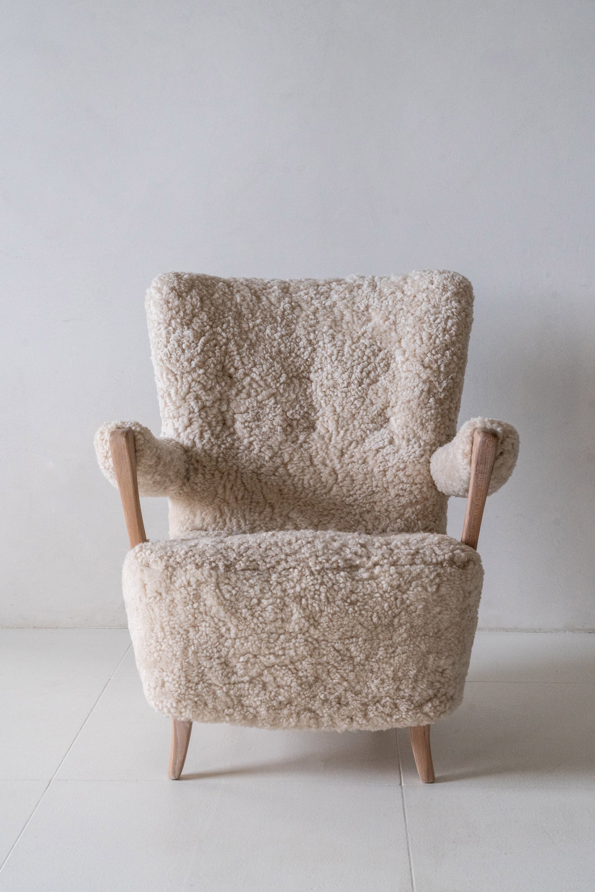 District Loom Furniture Vintage Danish Shearling Arm Chair