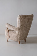 District Loom Furniture Vintage Danish Shearling Arm Chair