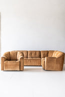 District Loom Furniture Vintage Swedish Leather Sectional Sofa with matching Armchair