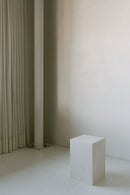 District Loom Furniture Mosa White marble plinth pedestal locally sourced from stone remnants and hand crafted to serve as a sustainable sculptural element in your home 001