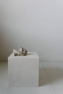 District Loom Furniture Mosa White marble plinth cube pedestal locally sourced from natural marble stone remnants and handcrafted to serve as a sustainable sculptural element in your home 003