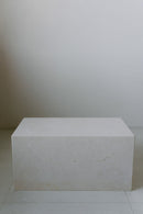 District Loom Furniture Mosa White marble plinth pedestal locally sourced from stone remnants and hand crafted to serve as a sustainable sculptural element in your home 002