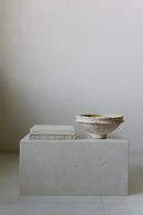 District Loom Furniture Mosa White marble plinth pedestal locally sourced from stone remnants and hand crafted to serve as a sustainable sculptural element in your home 002