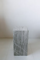 District Loom Furniture Silver Travertine stone plinth pedestal locally sourced from natural stone slab remnants and handcrafted to serve as a sustainable sculptural element in your home 006