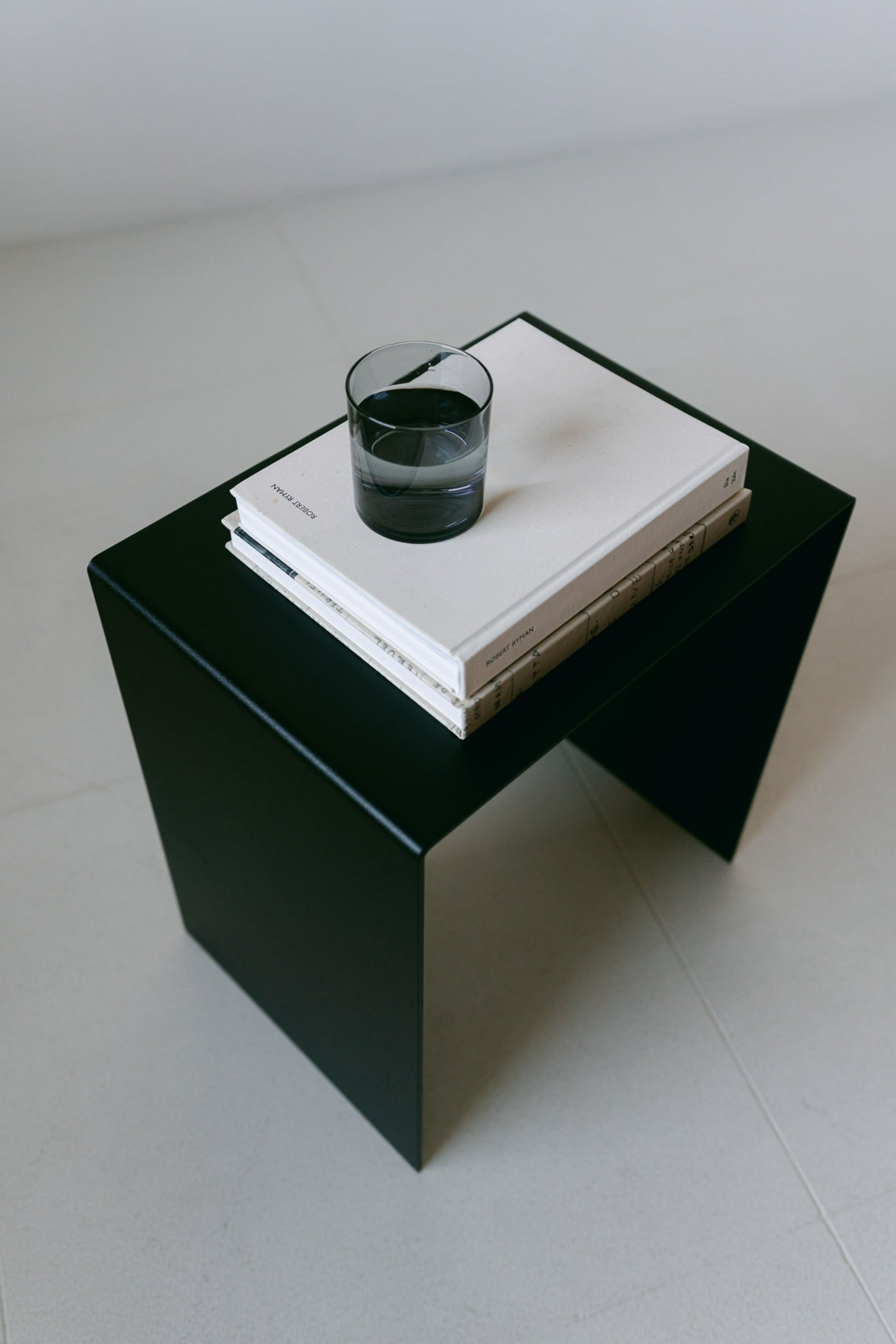 District Loom Furniture Cold rolled 3/8" steel powder coated matte black metal side table locally sourced and handcrafted to serve as a sustainable sculptural element in your home