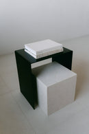 District Loom Furniture Cold rolled 3/8" steel powder coated matte black metal side table locally sourced and handcrafted to serve as a sustainable sculptural element in your home