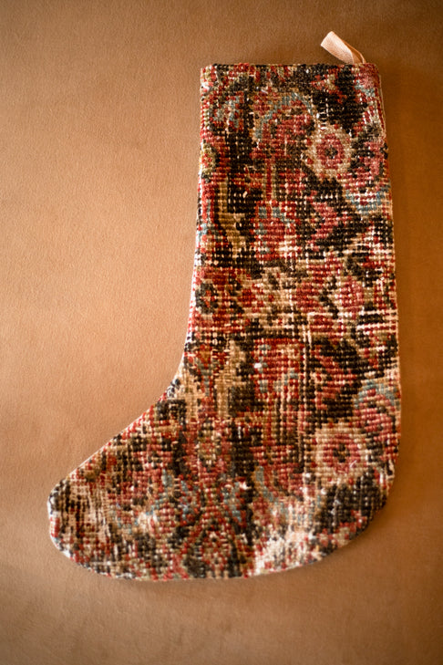 Vintage Persian carpet handmade Christmas stocking 47