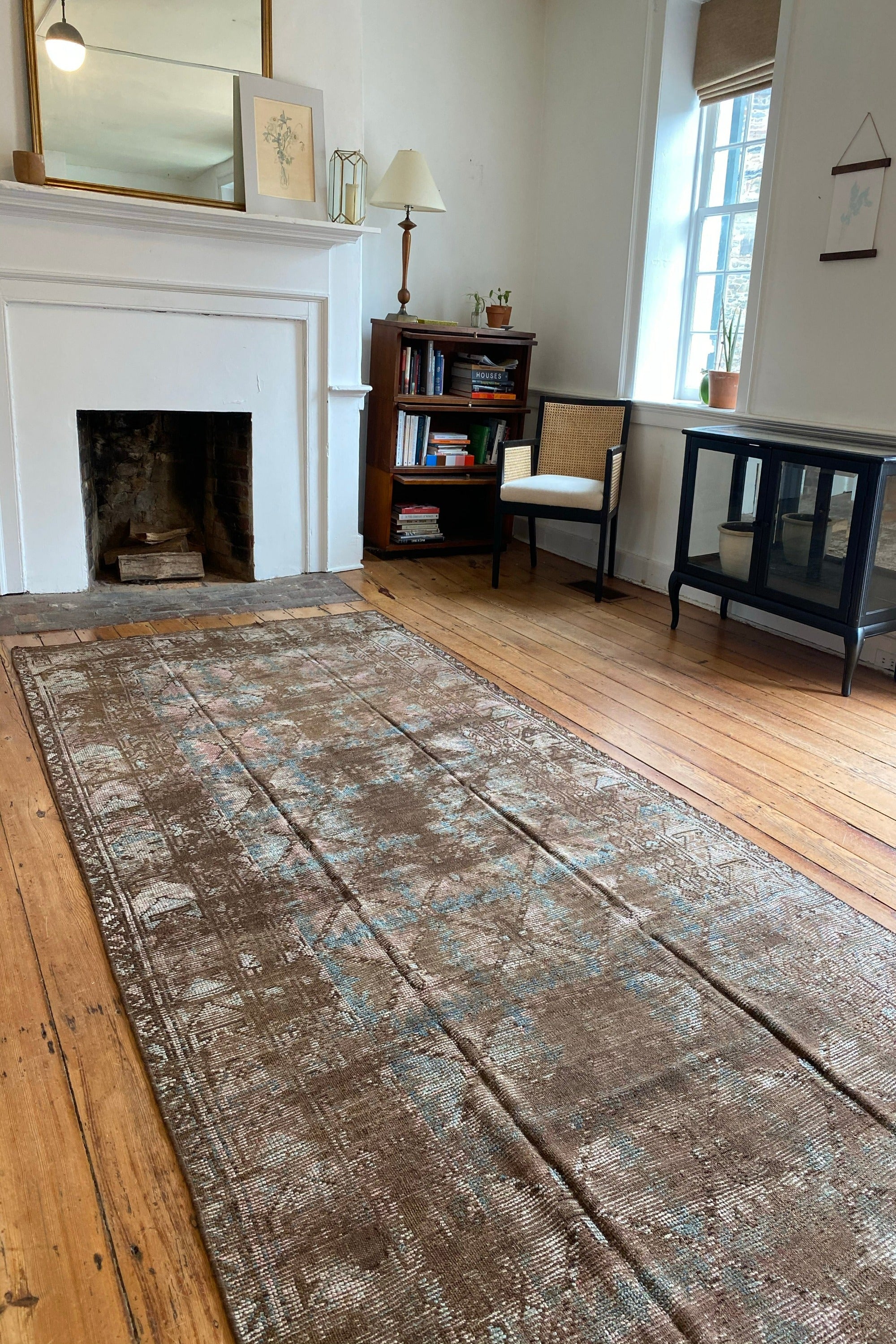 District Loom Distressed Antique Persian gallery size area rug Huntley