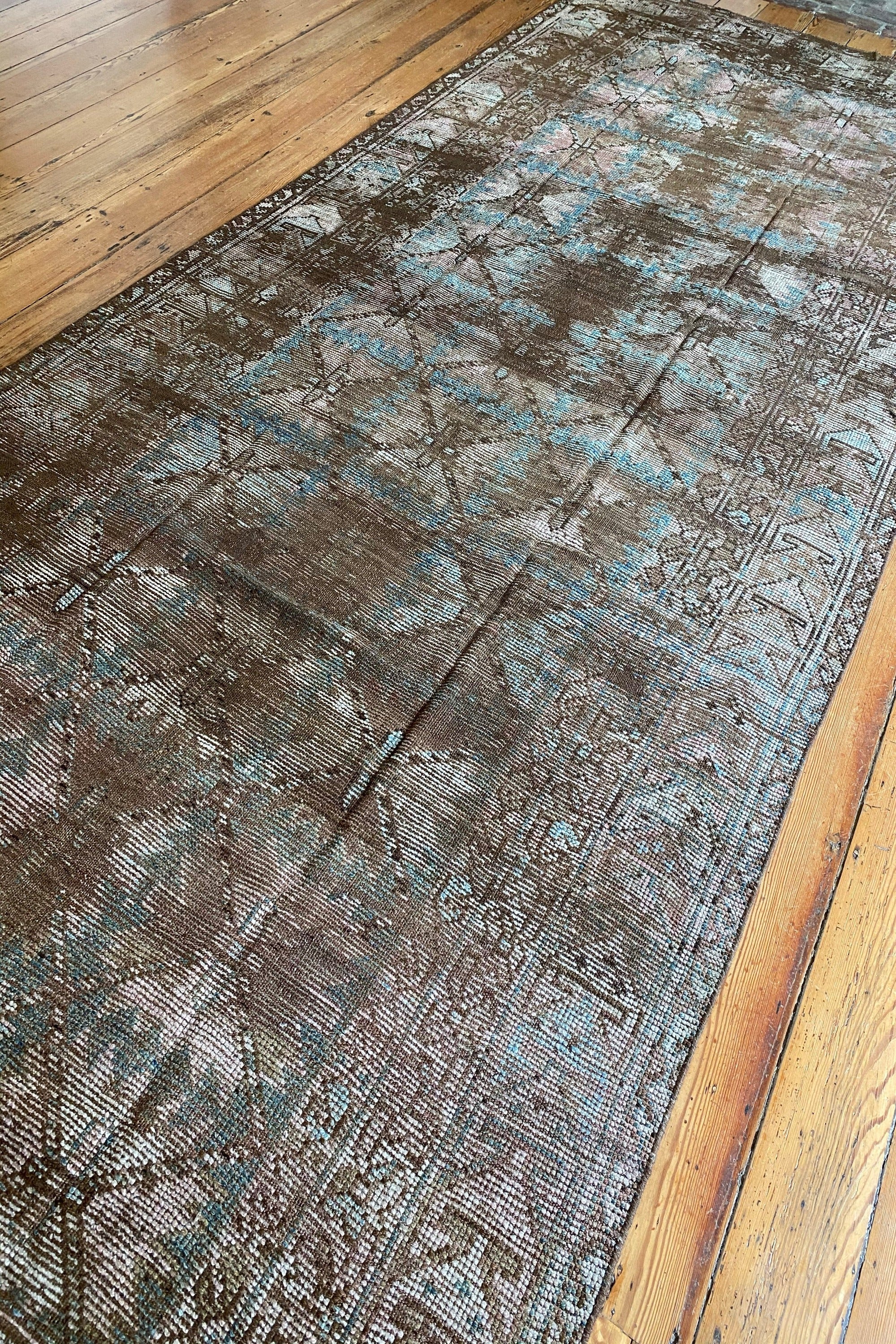 District Loom Distressed Antique Persian gallery size area rug Huntley