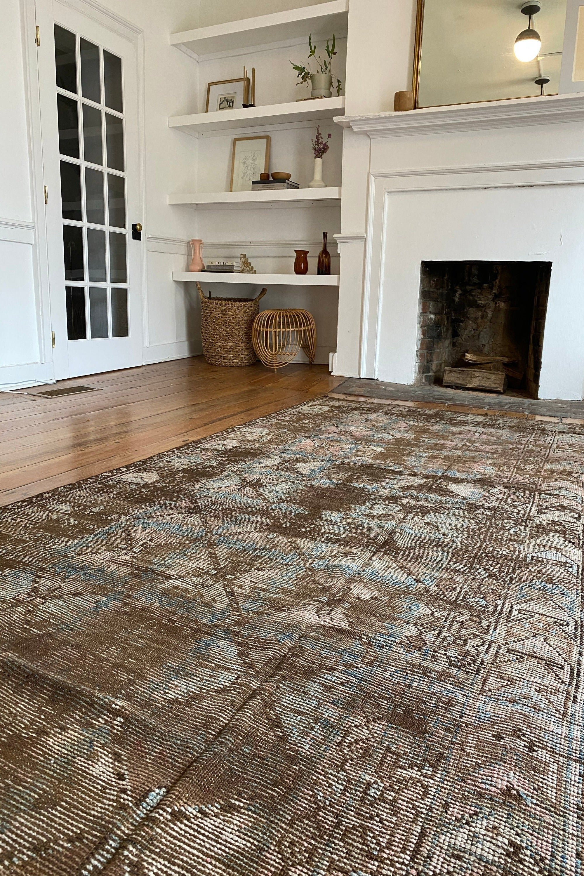 District Loom Distressed Antique Persian gallery size area rug Huntley