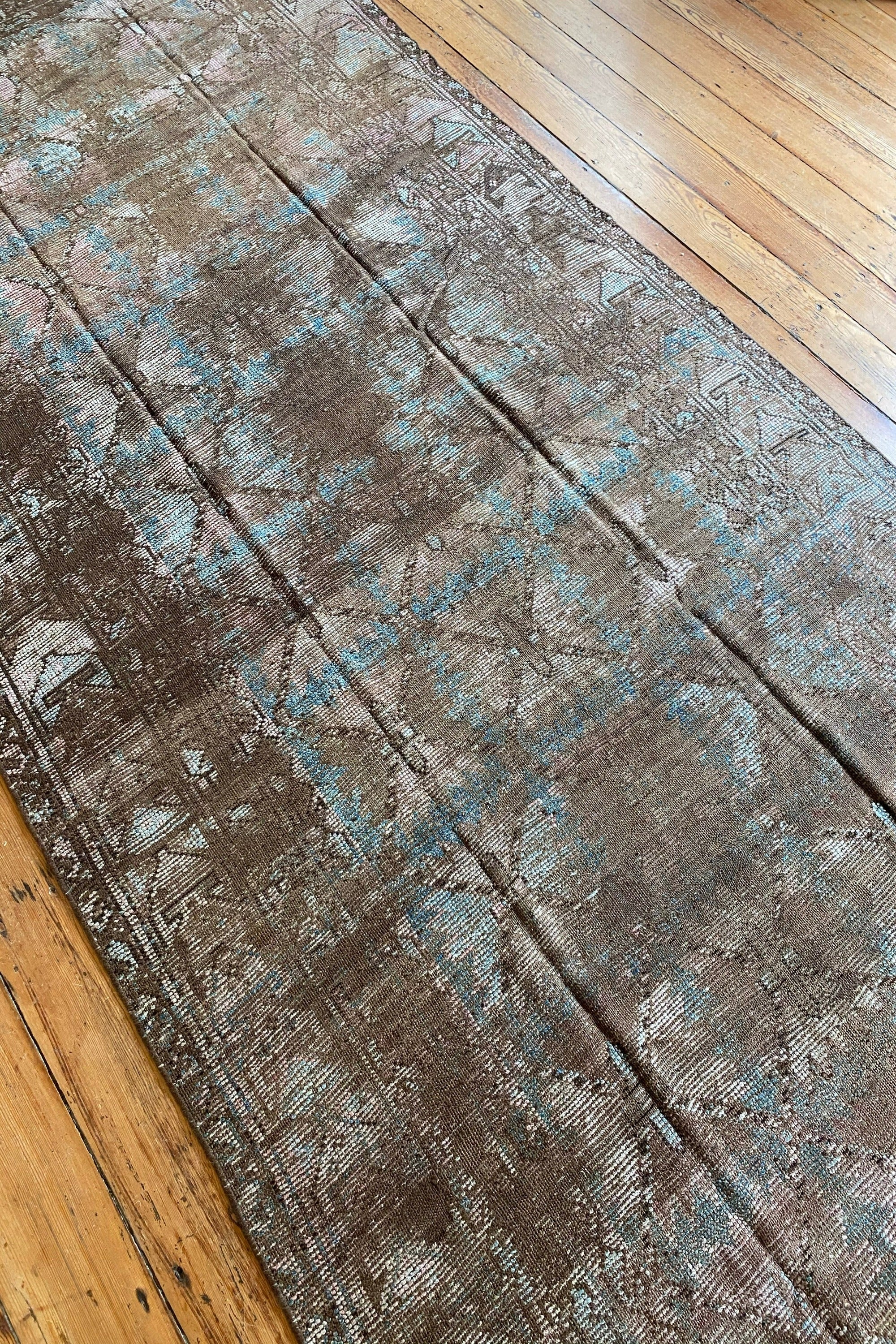 District Loom Distressed Antique Persian gallery size area rug Huntley